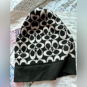 Black and white coach beanie hat